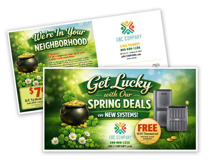 Life-cycle direct mail postcard template for customer retention